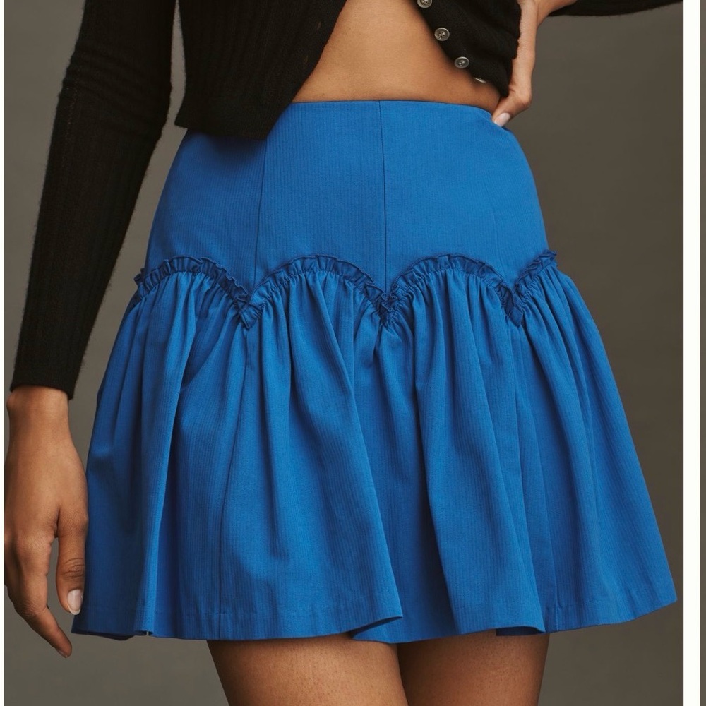 Anthropologie Mare Mare Basque- Vibrant Blue Mini Skirt